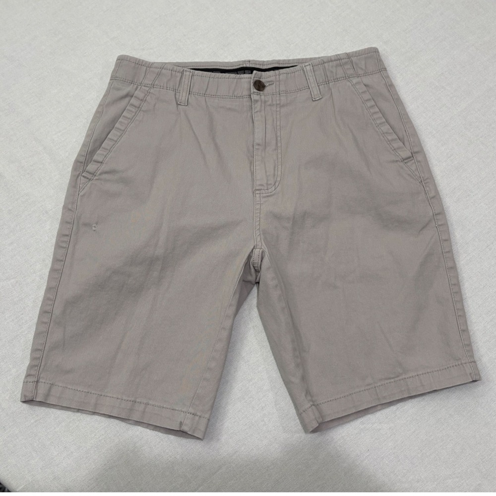 Mens‎ Iron Flex Cargo Shorts Size 32 Gray Casual Flat Front Chino cotton Stretch